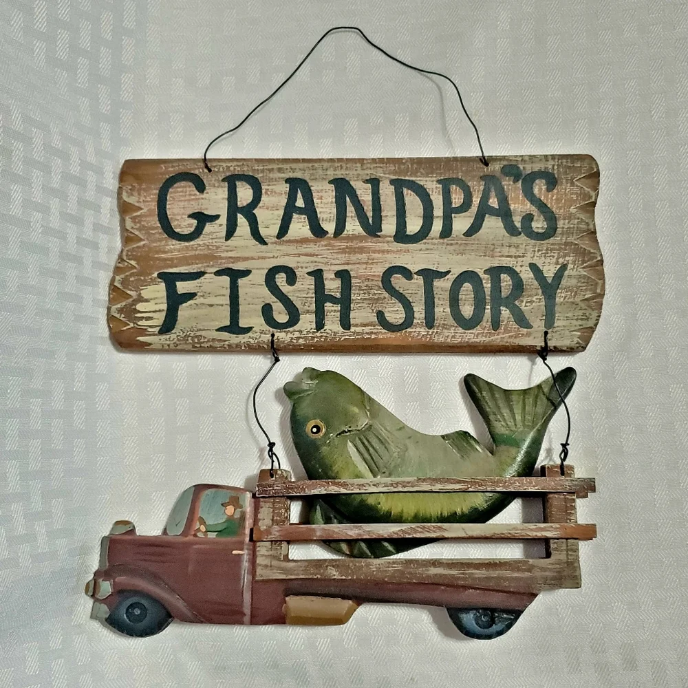 Handcrafted Wood Sign Grandpa's Fish Story. - Picture 11 of 12